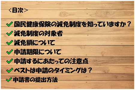 目次【国民健康保険料の減免申請方法について】